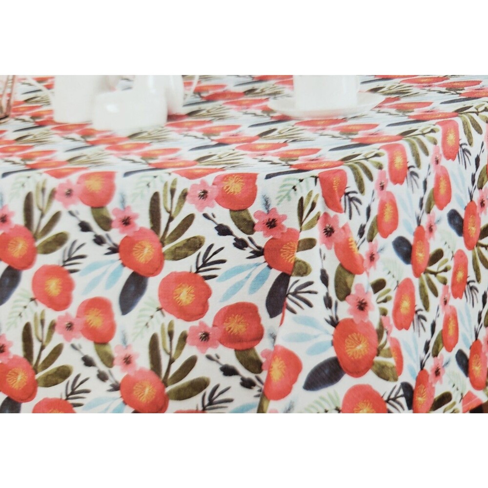 Fabric Linen Tablecloth 70" Round (4-6 people) FLOWERS & LEAVES,BLOSSOM,AL